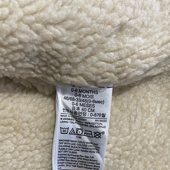 BABY GAP Sherpa lined denim jacket size 0-6months - Picture 4 of 5